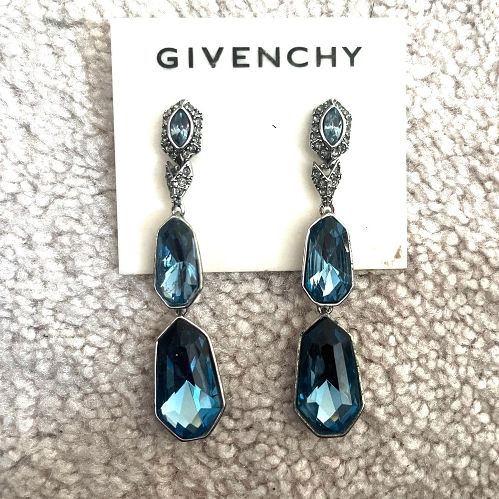 Vintage GIVENCHY blue drop earrings